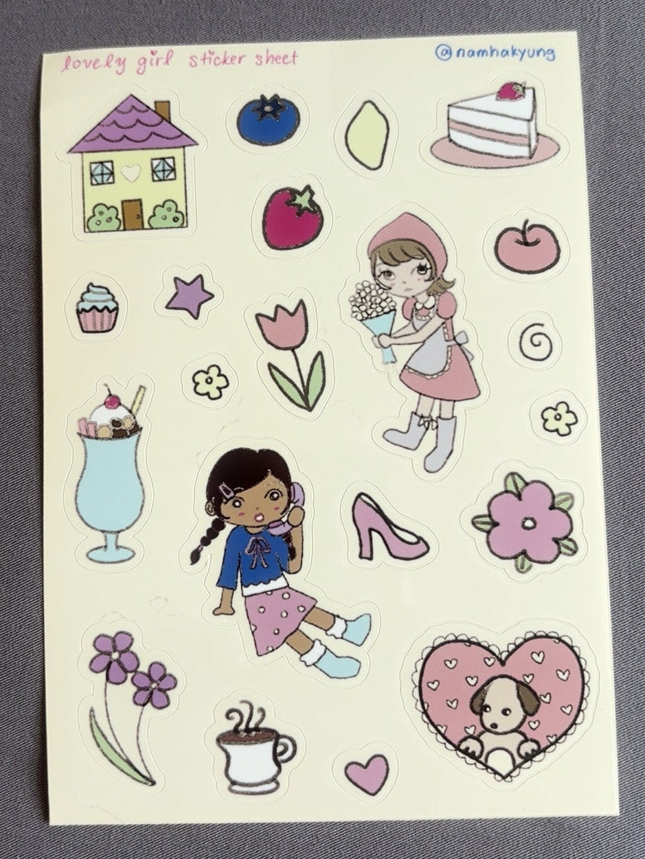 lovely girl sticker sheet